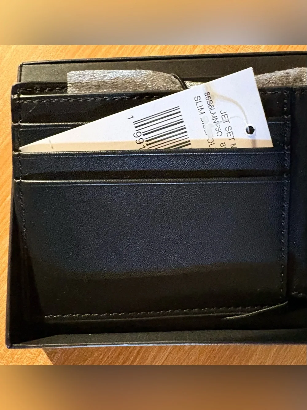 Michael Kors Men’s Slim Bifold Wallet Jet Set Black Monogram Blue Accent New